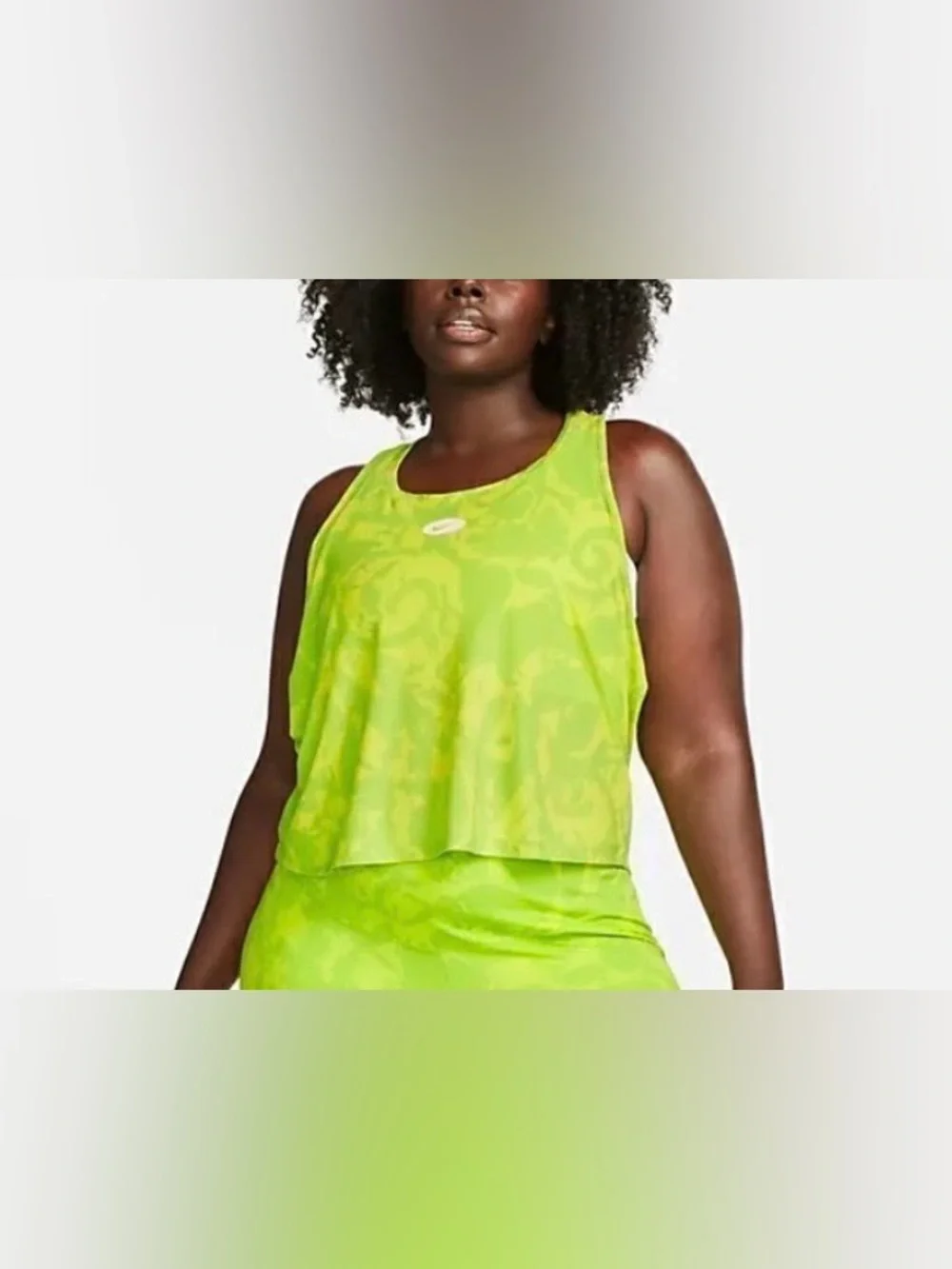 Nike Women's Bright Lime Patterned Athletic Tank Top
